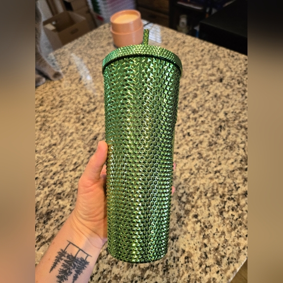 Starbucks Studded 2023 Tumbler with Straw, Green Metallic 24 Fl Oz - Picture 3 of 4